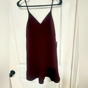 NWT - Express Burgundy Ruffle Cami Fit and Flare Dress with Ruffle Hem XS
